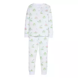 Ruffled Printed Jammies - Pink Leap Frogs