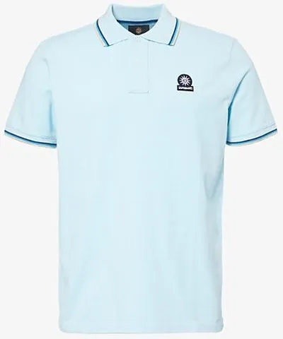 Sandbanks Mens Crystal Blue Brand-patch regular-fit organic-cotton polo shirt