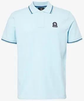 Sandbanks Mens Crystal Blue Brand-patch regular-fit organic-cotton polo shirt