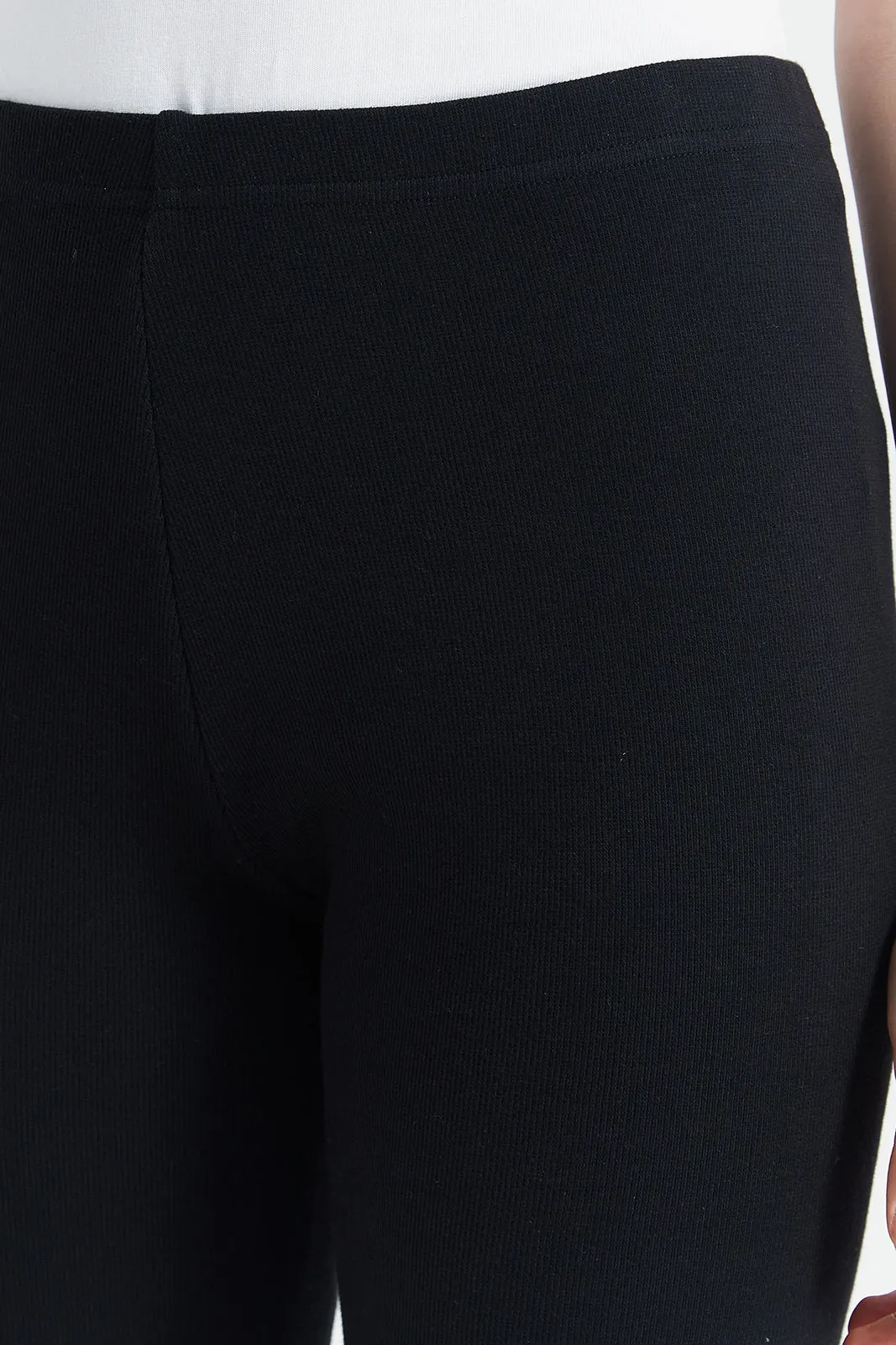 Senior Girls Black Ribbed Leggings