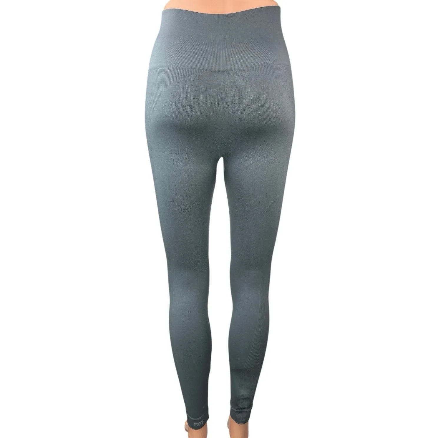 Set Active Women's Gray Blue Mid Rise Athletic Workout Yoga Leggings Pants XS