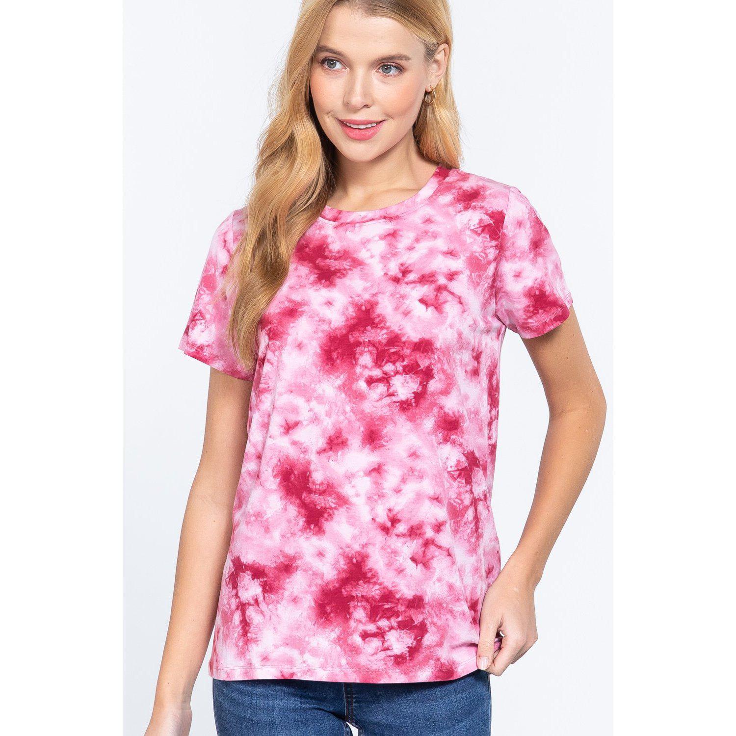 Short Slv Tie-dye Cotton Jersey Top