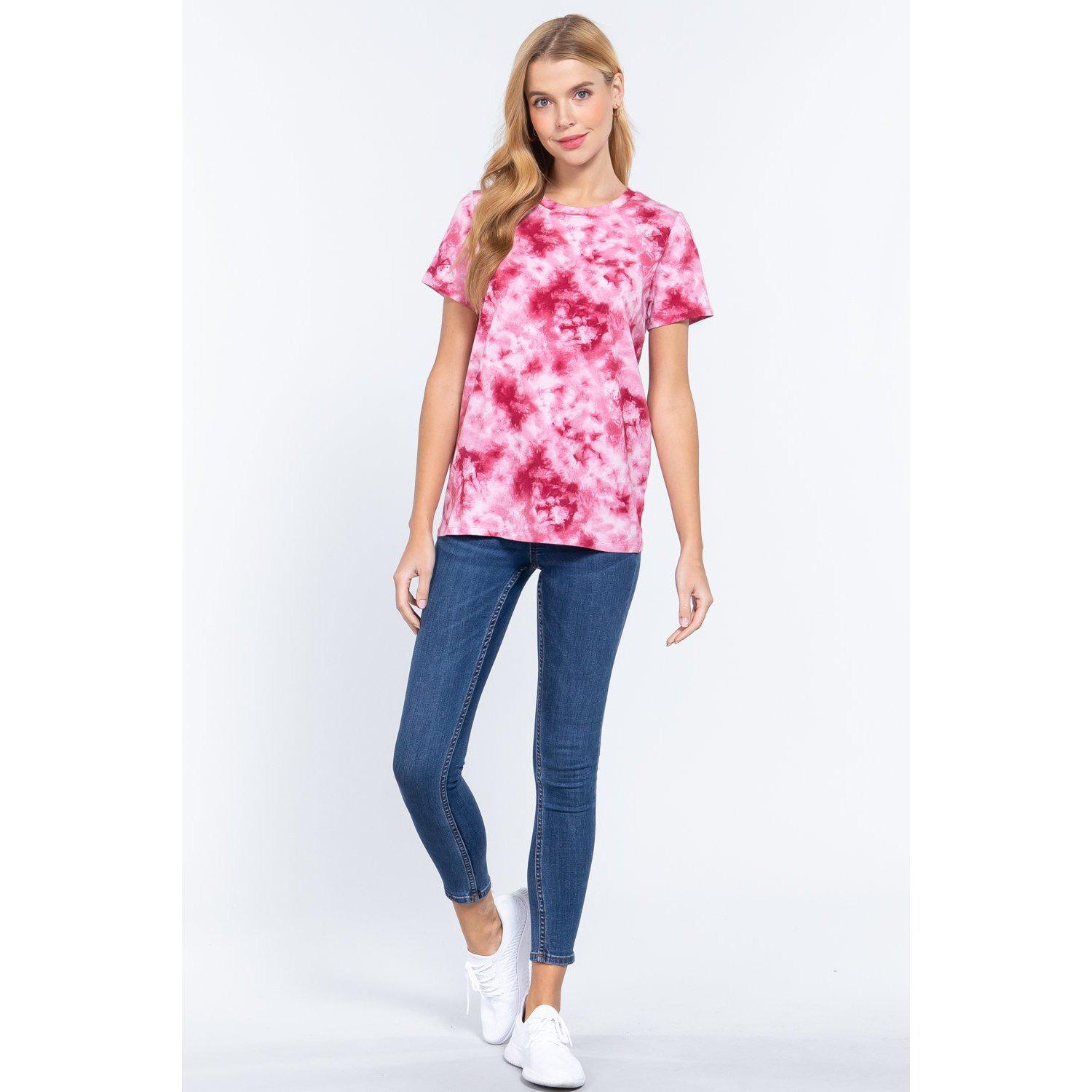 Short Slv Tie-dye Cotton Jersey Top