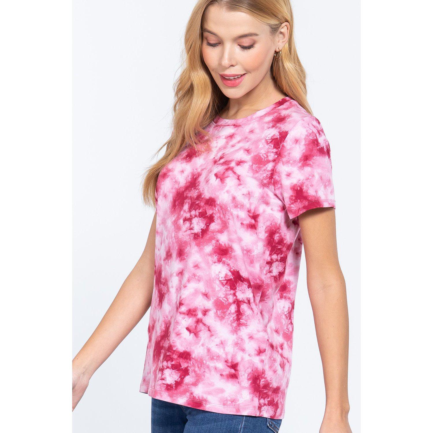 Short Slv Tie-dye Cotton Jersey Top