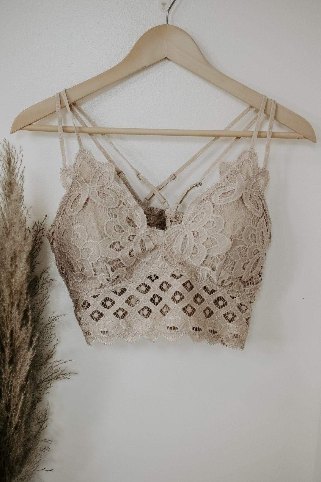 Taupe Plus Lace Me Up Bralette