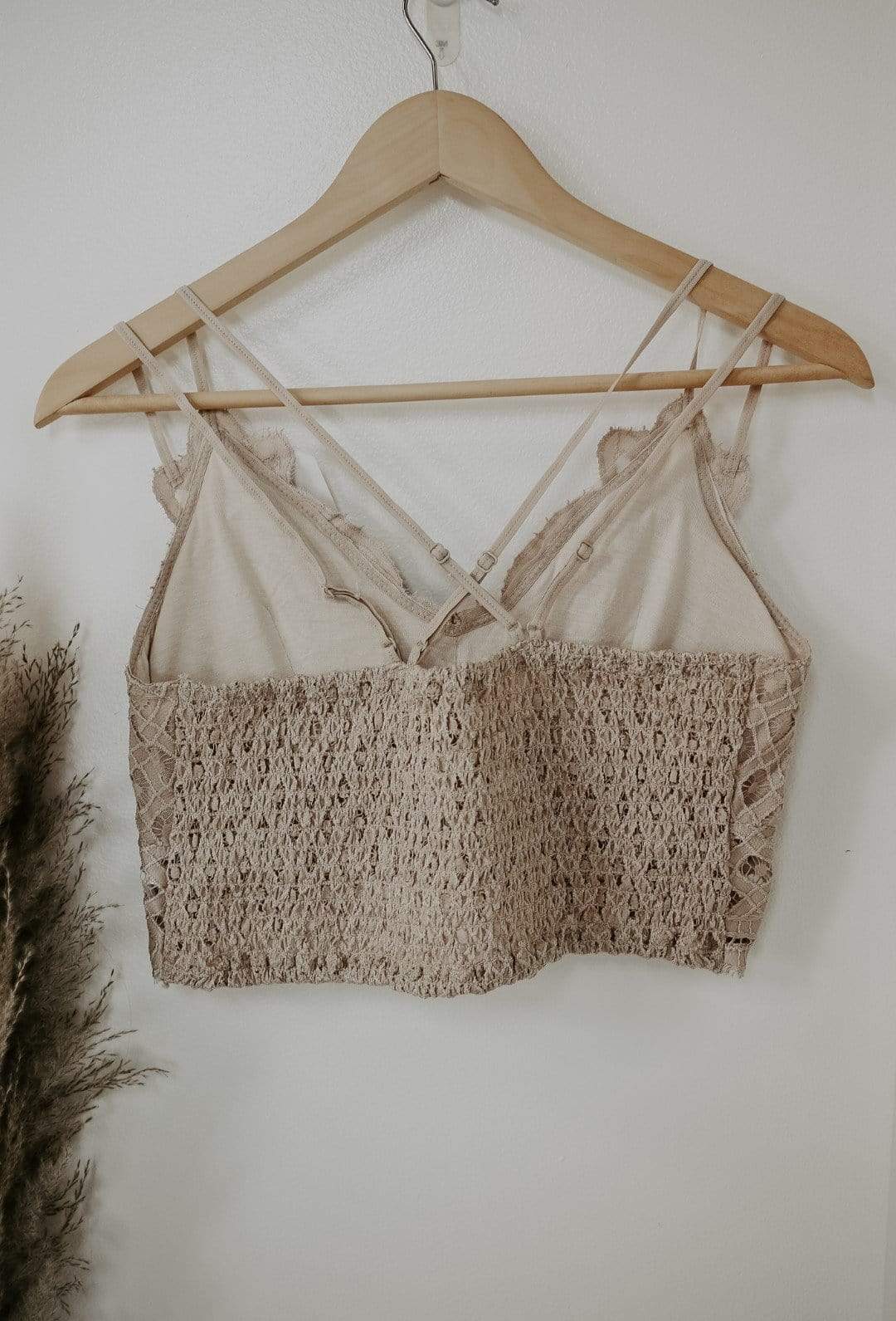 Taupe Plus Lace Me Up Bralette