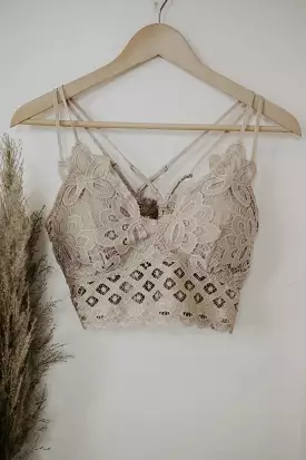 Taupe Plus Lace Me Up Bralette