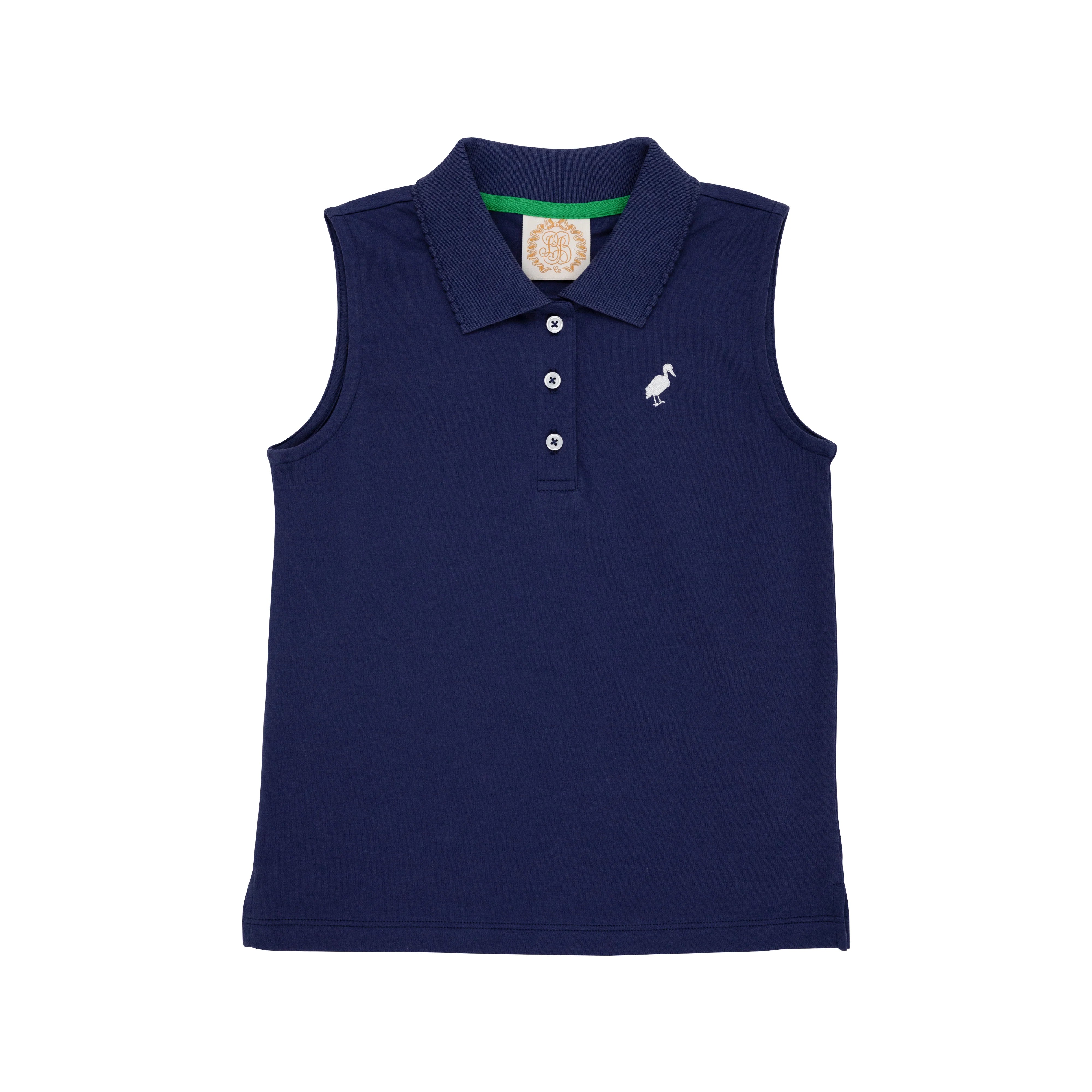 The Beaufort Bonnet Company - Nantucket Navy Sleeveless Anna Price Polo