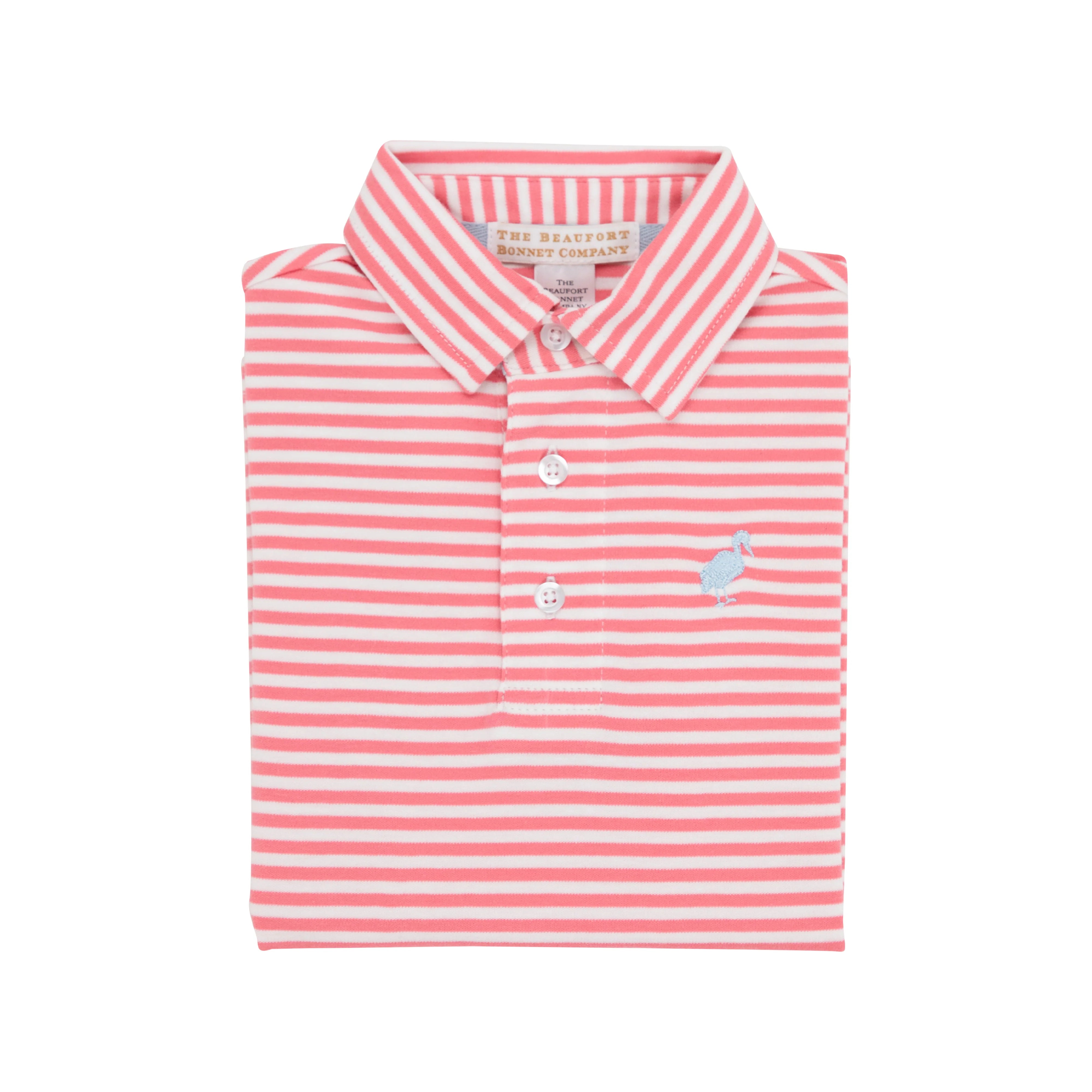 The Beaufort Bonnet Company - Parrot Cay Coral Stripe & Buckhead Blue SS Prim & Proper Polo