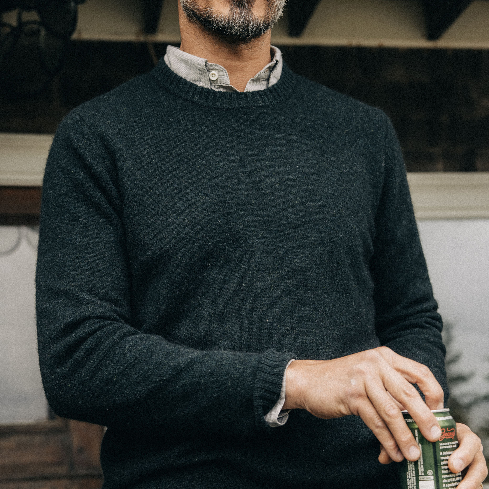 The Lodge Sweater in Black Pine