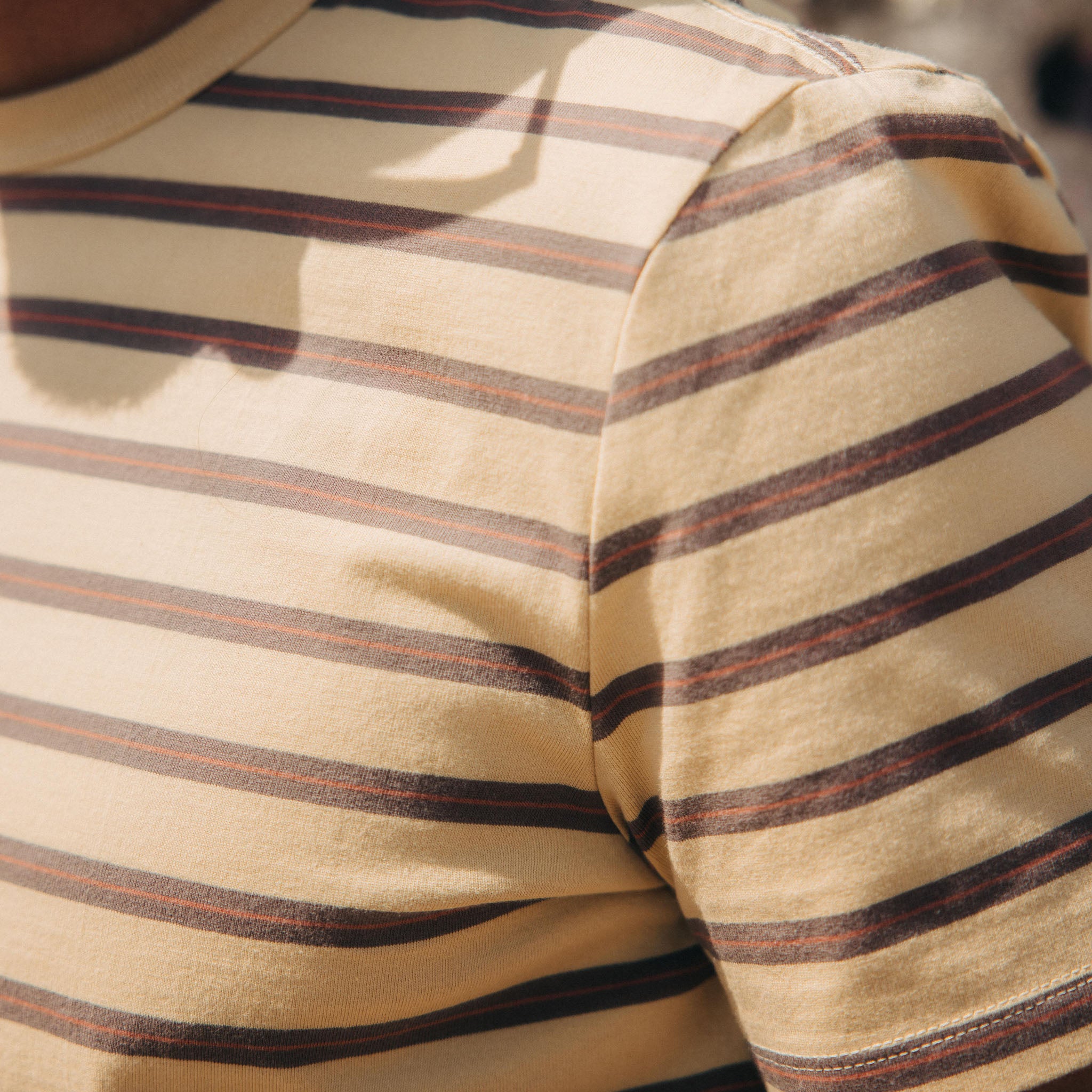 The Organic Cotton Tee in Vintage Gold Stripe