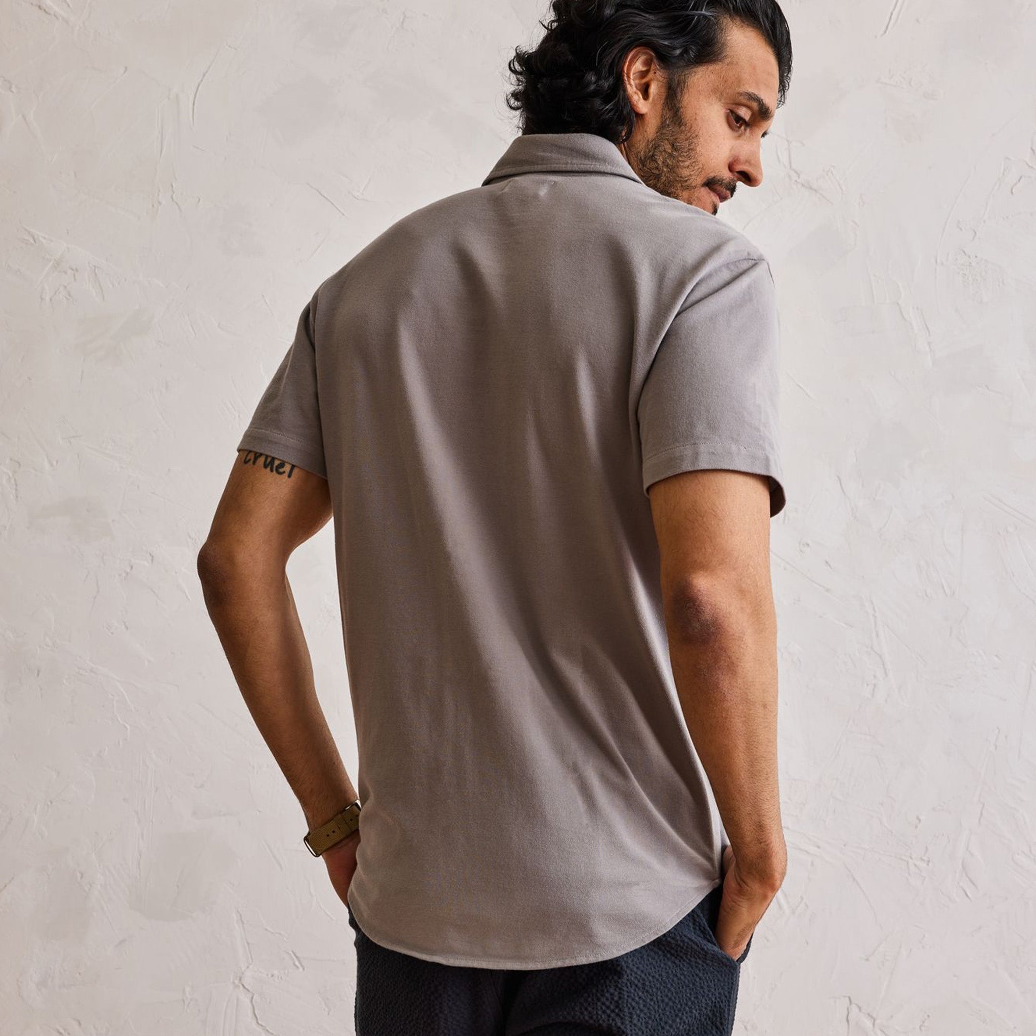 The Short Sleeve California in Steeple Grey Pique