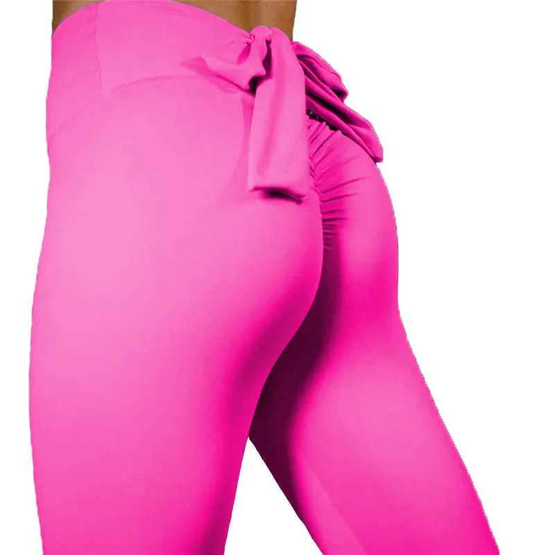 Tight-fitting slim hip sports fitness leggings bow yoga pants