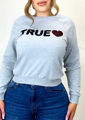 True Love Sequin Sweater Gray