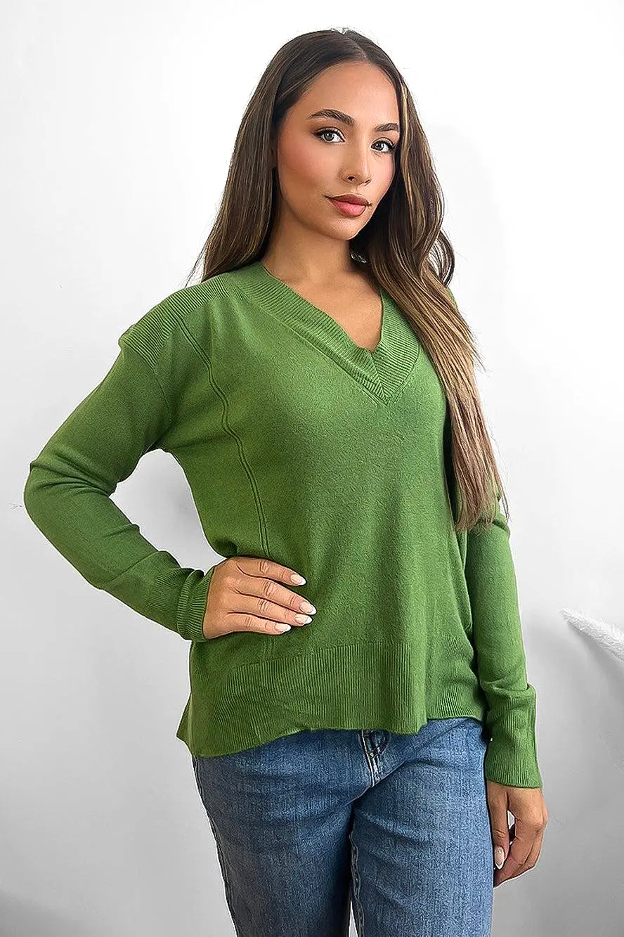 V-Neck V-back Longline Pullover