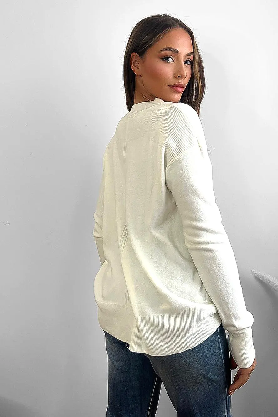 V-Neck V-back Longline Pullover