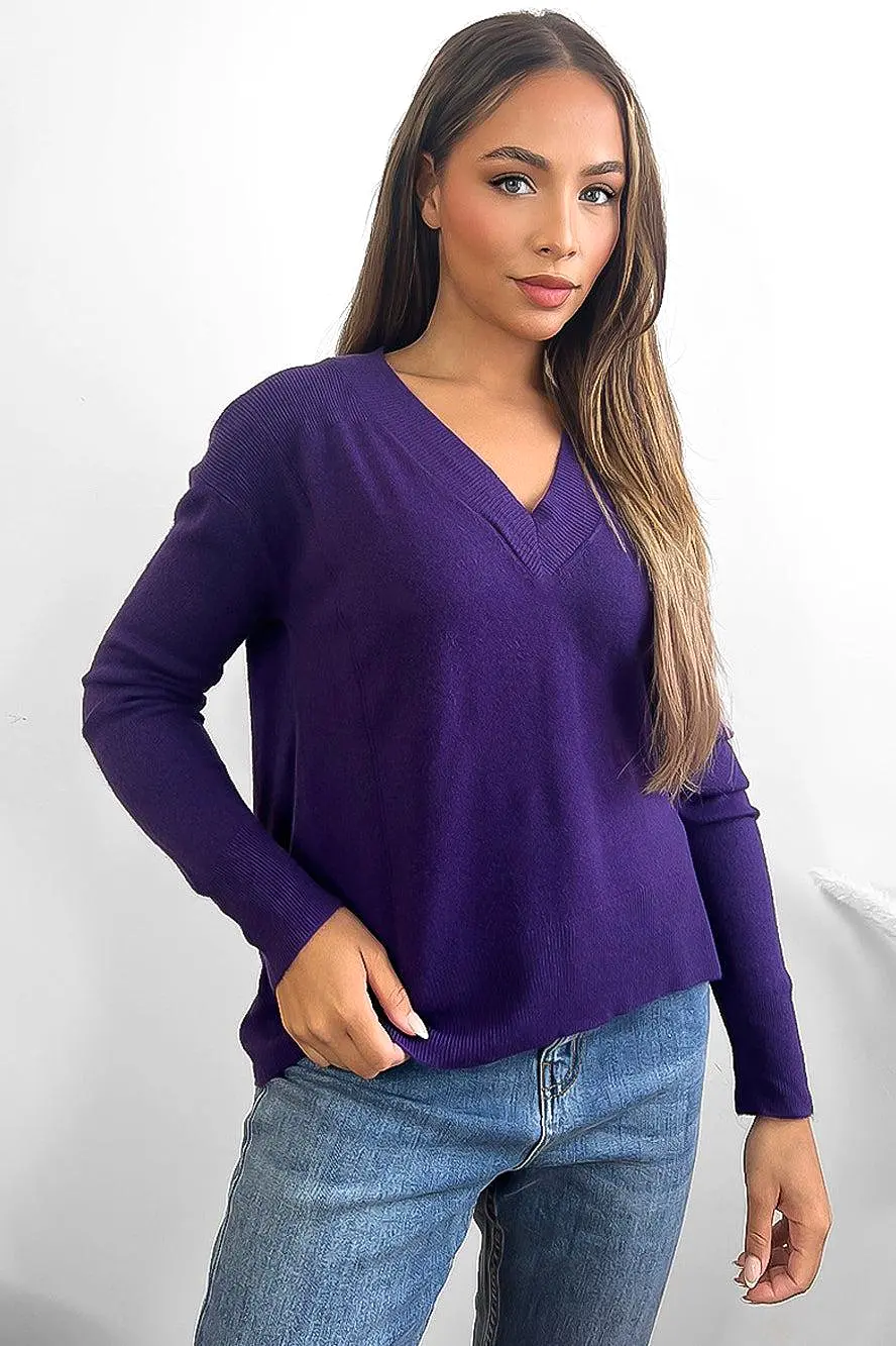 V-Neck V-back Longline Pullover