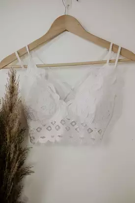 White Plus Lace Me Up Bralette