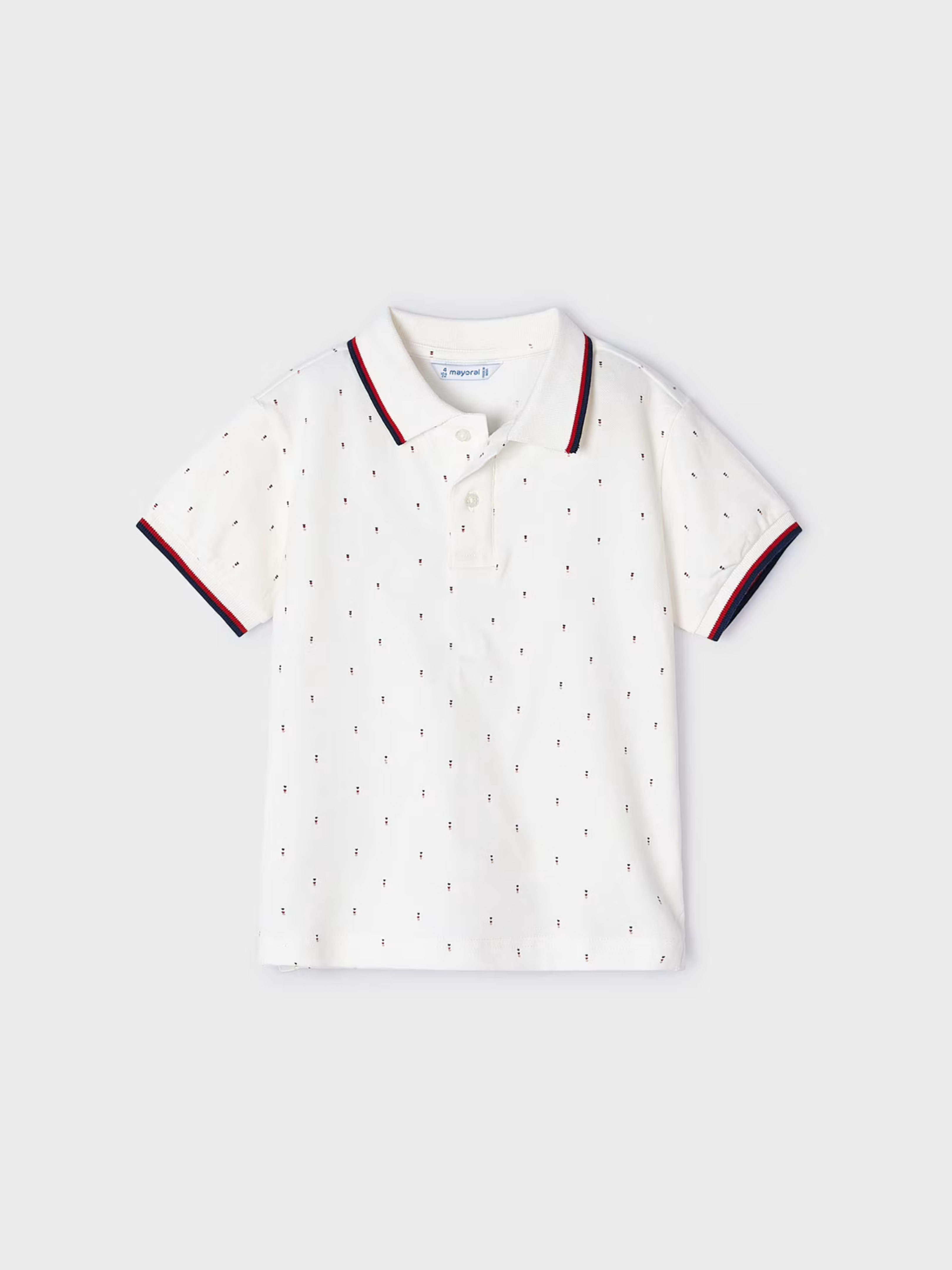 White Polo with Dot Pattern