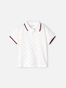 White Polo with Dot Pattern