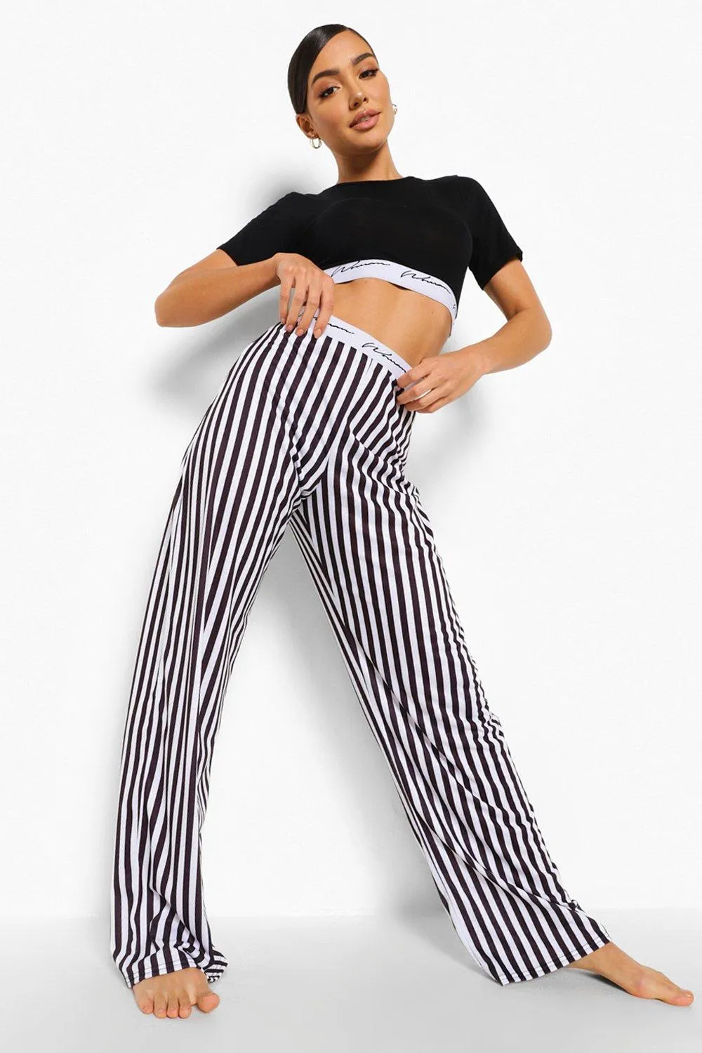 Woman Tape Mono Stripe Pajamas