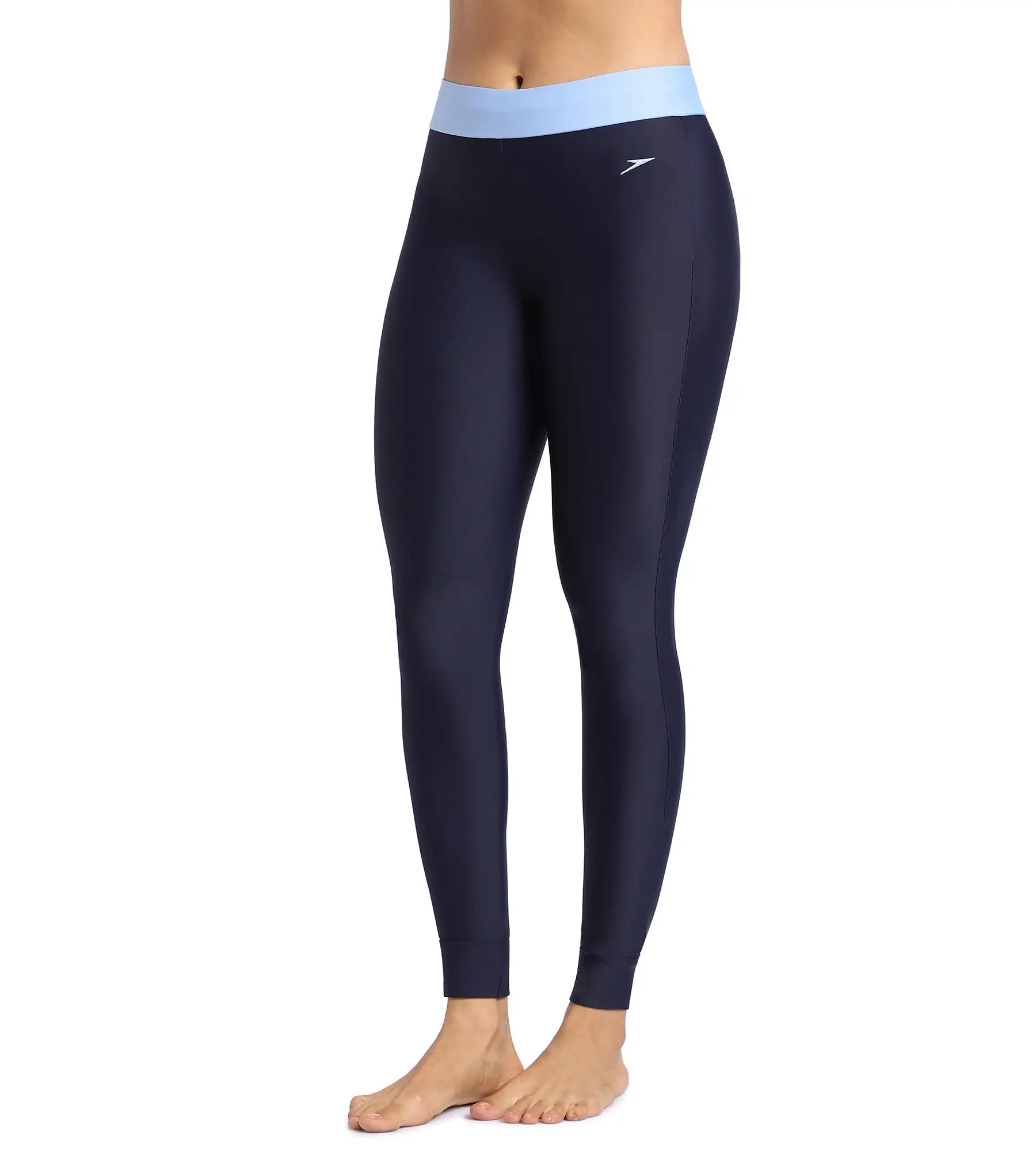 Women's Endurance Solid Contrast Leggings   - True Navy &  Curious Blue