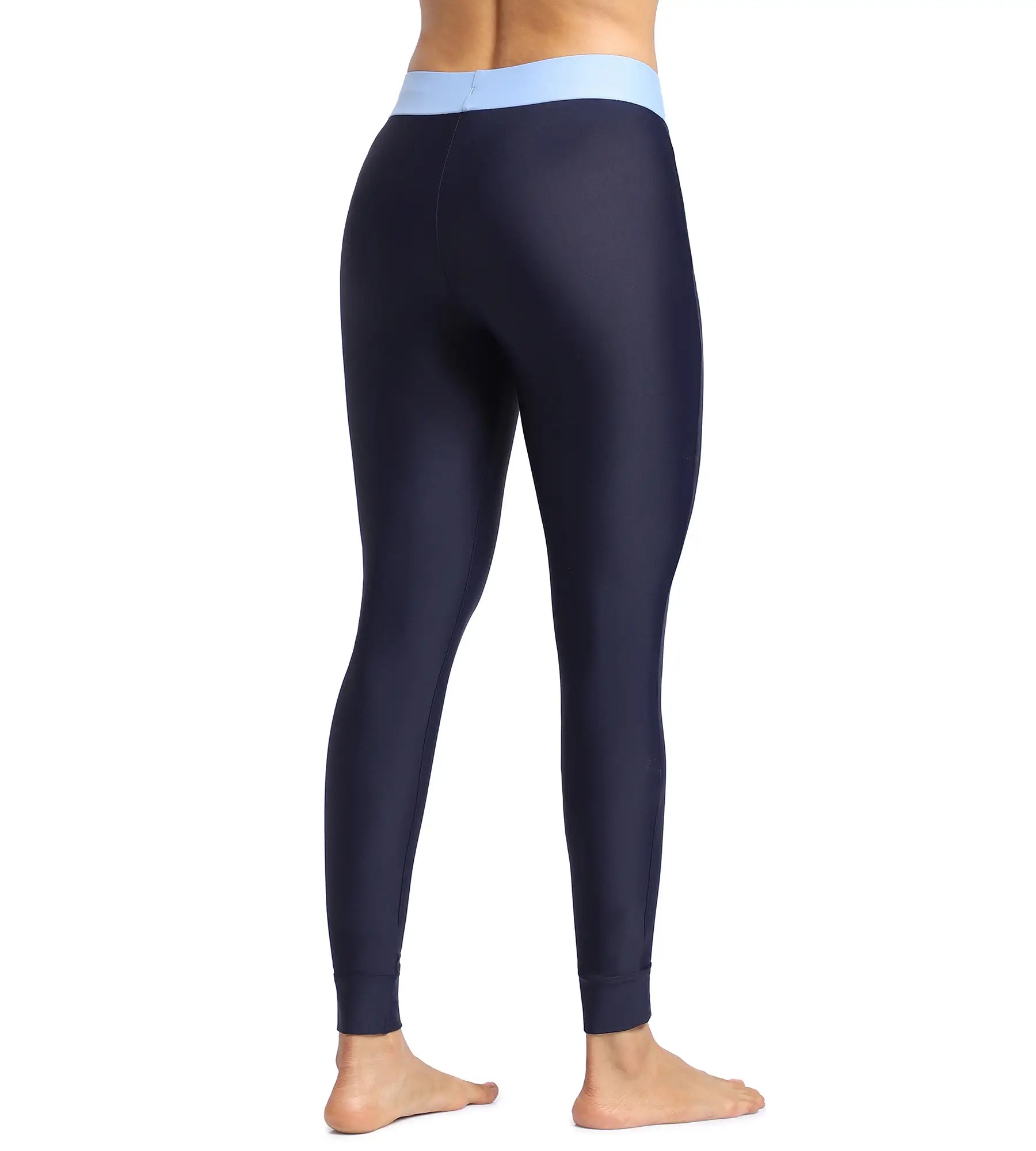 Women's Endurance Solid Contrast Leggings   - True Navy &  Curious Blue