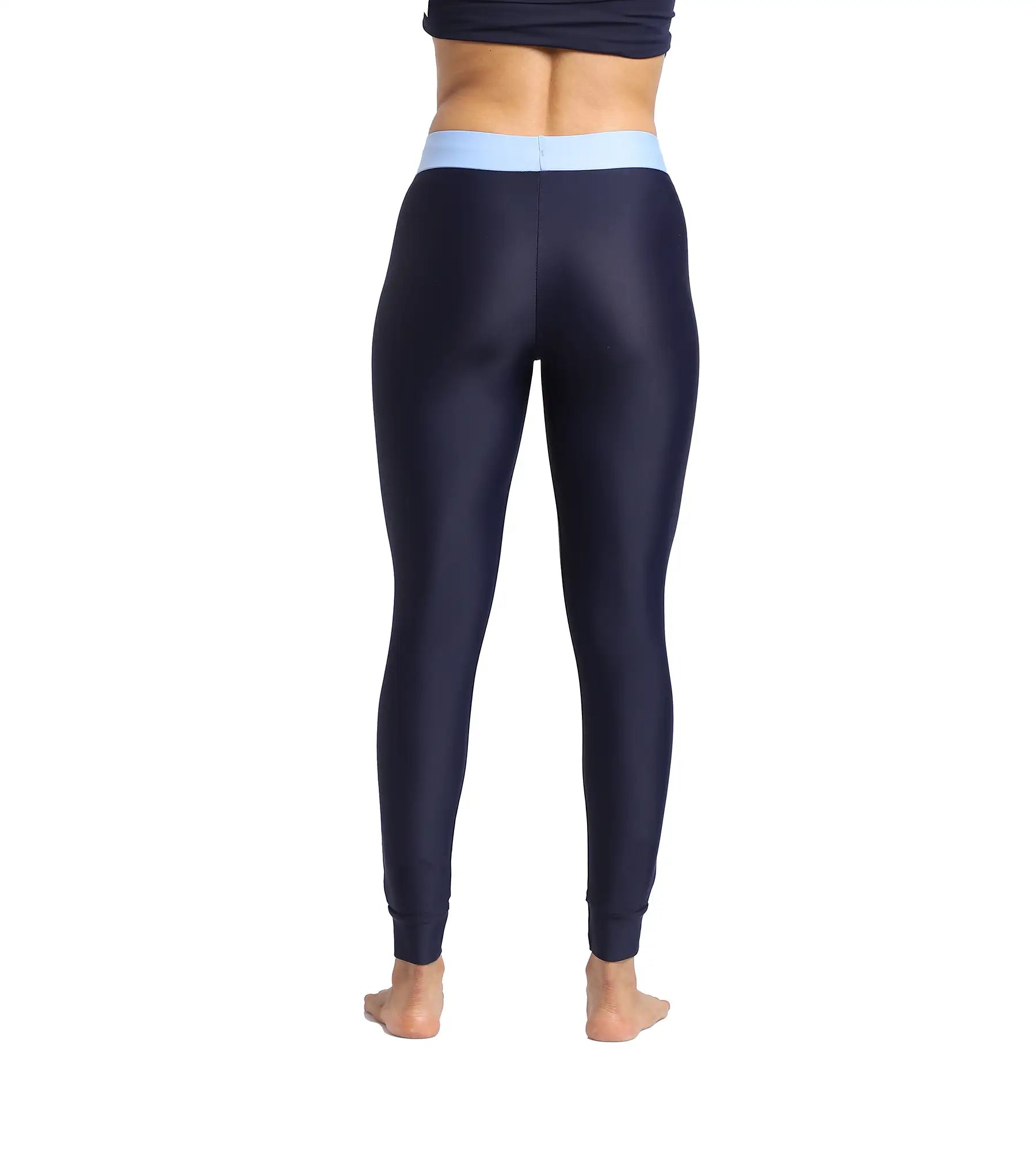 Women's Endurance Solid Contrast Leggings   - True Navy &  Curious Blue