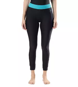 Women's Solid Contrast Leggings - True Navy & Aquarium