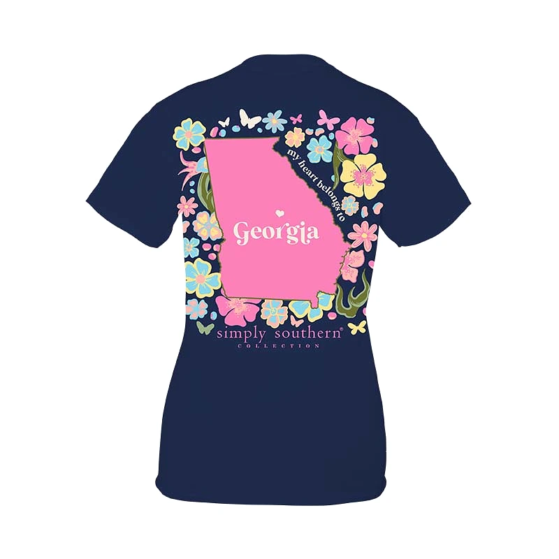 Youth Georgia State Floral Short Sleeve T-Shirt